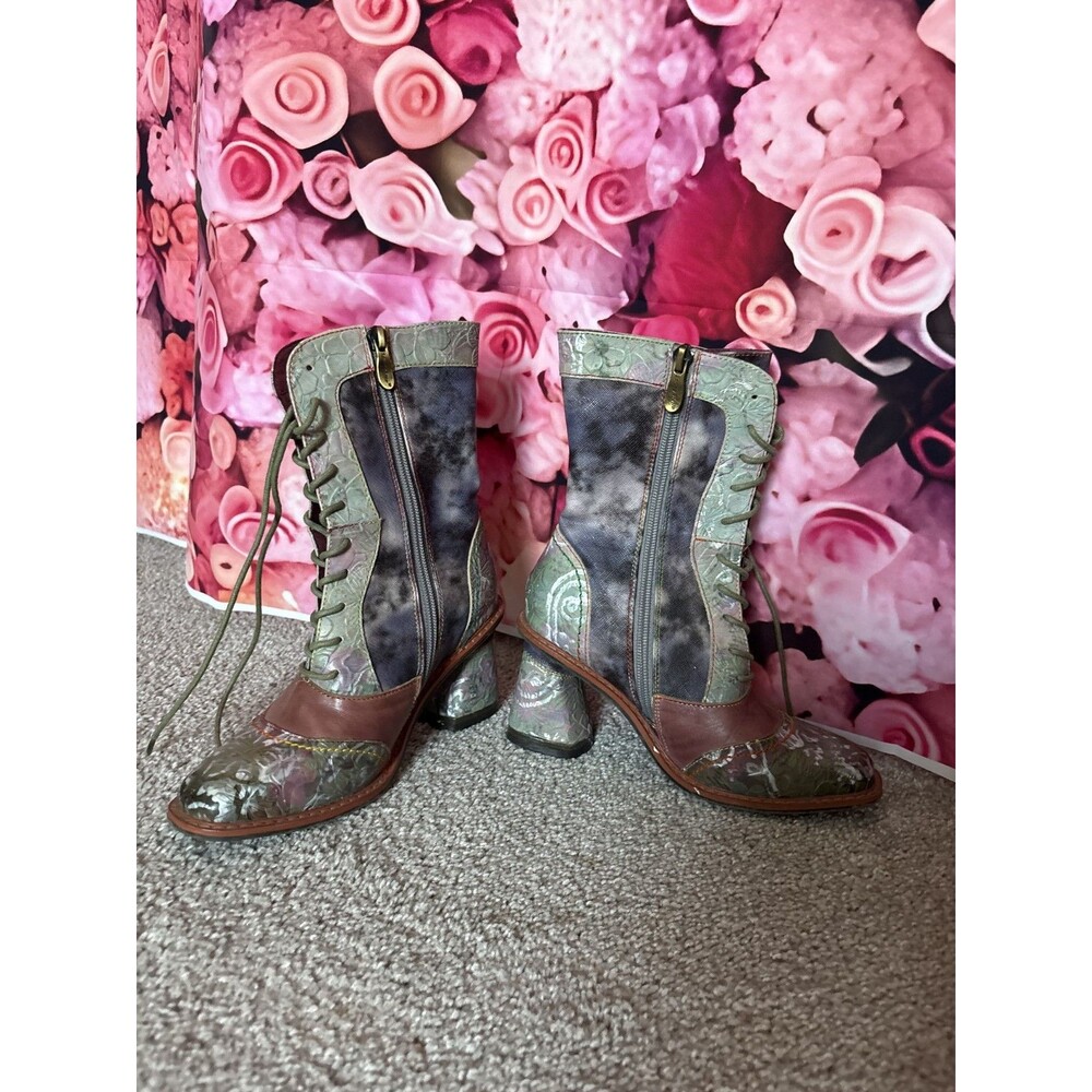 L'Artiste Talisia Genuine Leather Patchwork Floral Boots EU 35 US 5 Boho